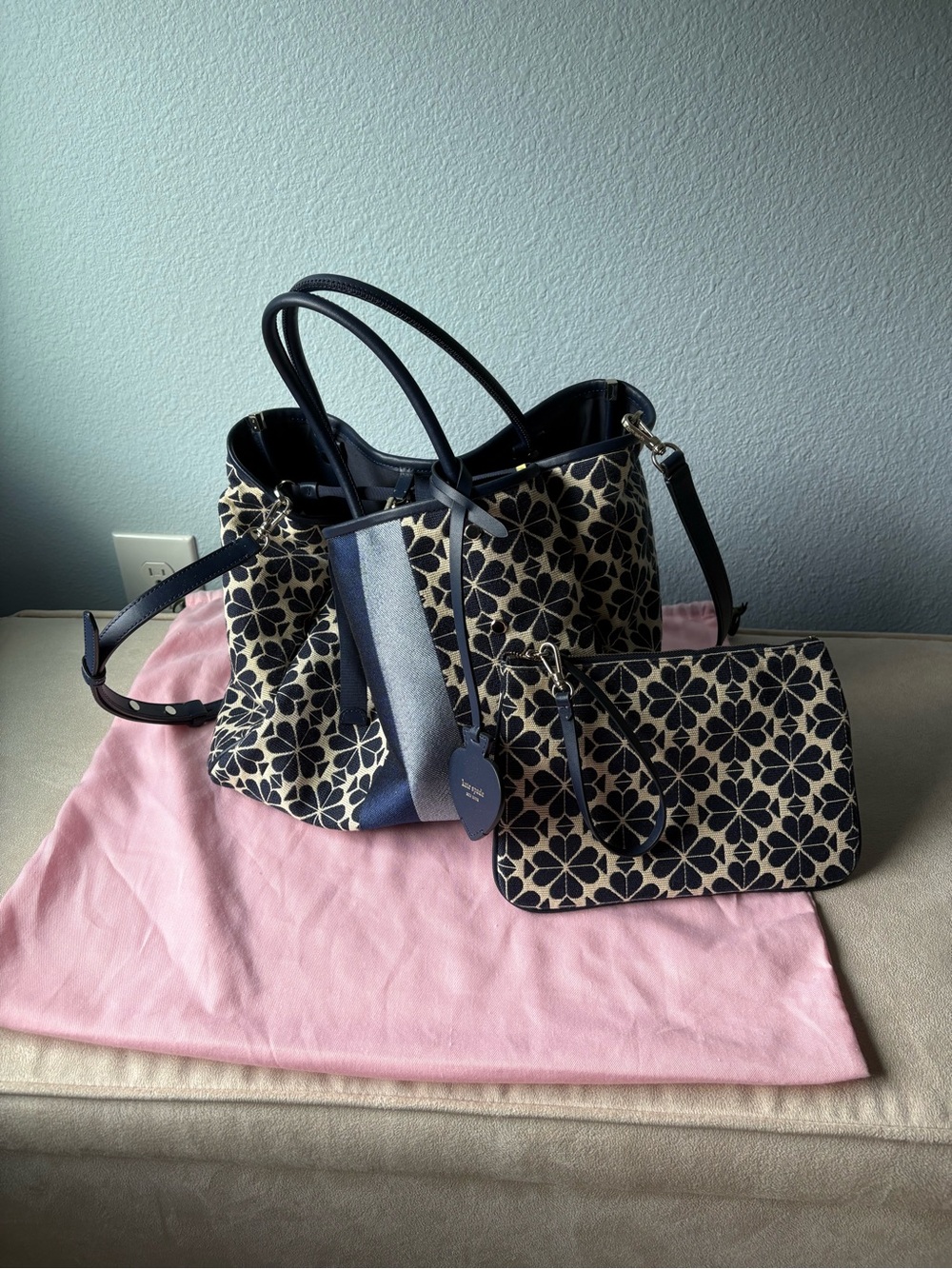 Kate Spade Blue Spade flower medium tote